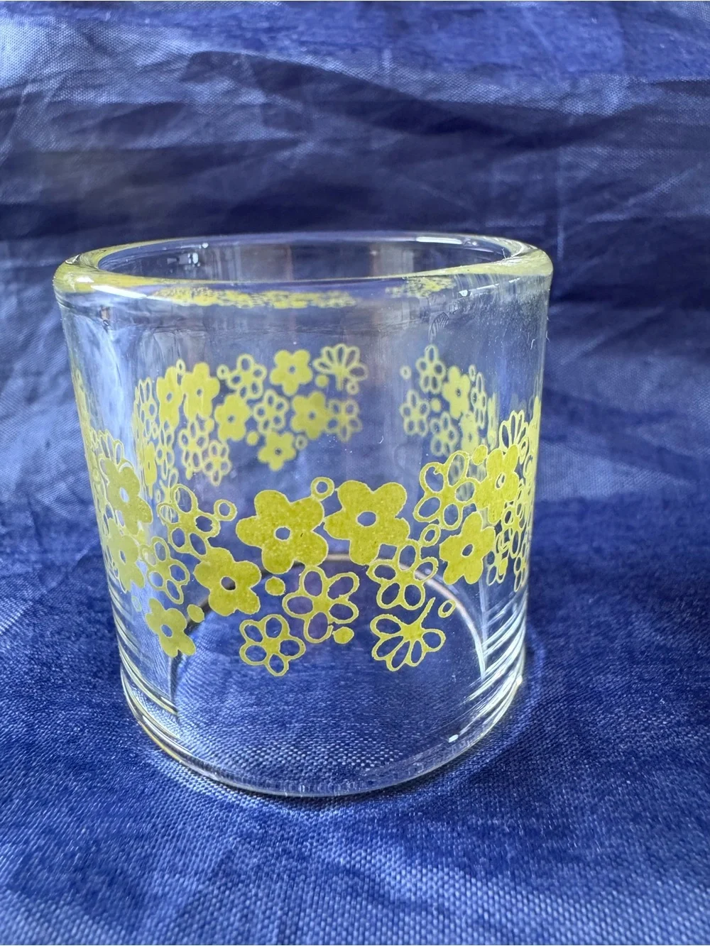 Set of 12 Pyrex Clear Glass Napkin Ring with crazy daisy Floral Band